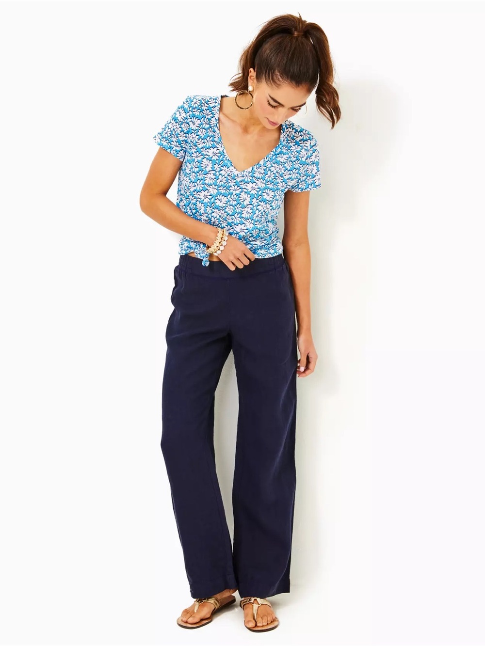 Lilly Pulitzer • True Navy Deri Linen Palazzo Relaxed Pants